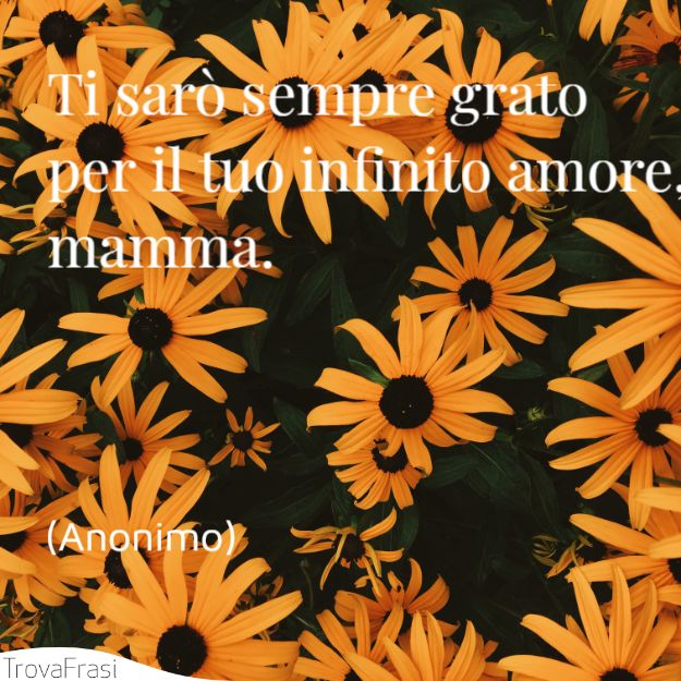 Ti sarò sempre grato per il tuo infinito amore, mamma.