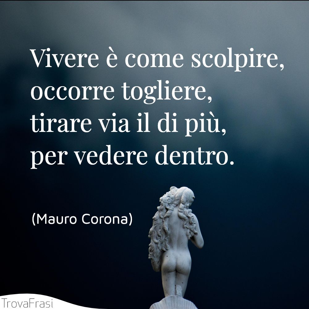 Vivere è come scolpire, occorre togliere, tirare via il di più, per vedere dentro.