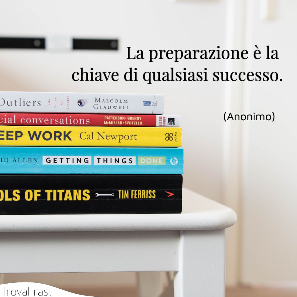 La preparazione è la chiave di qualsiasi successo.