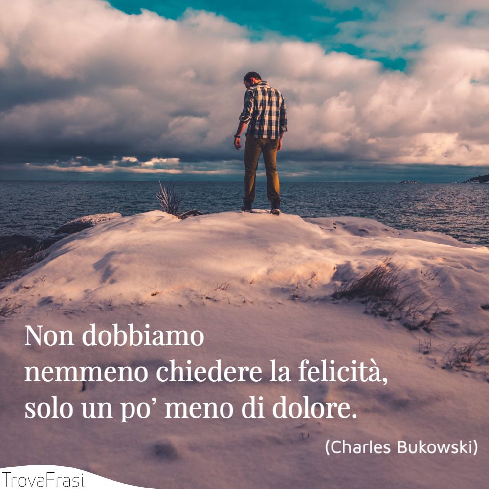 Non dobbiamo nemmeno chiedere la felicità, solo un po’ meno di dolore.