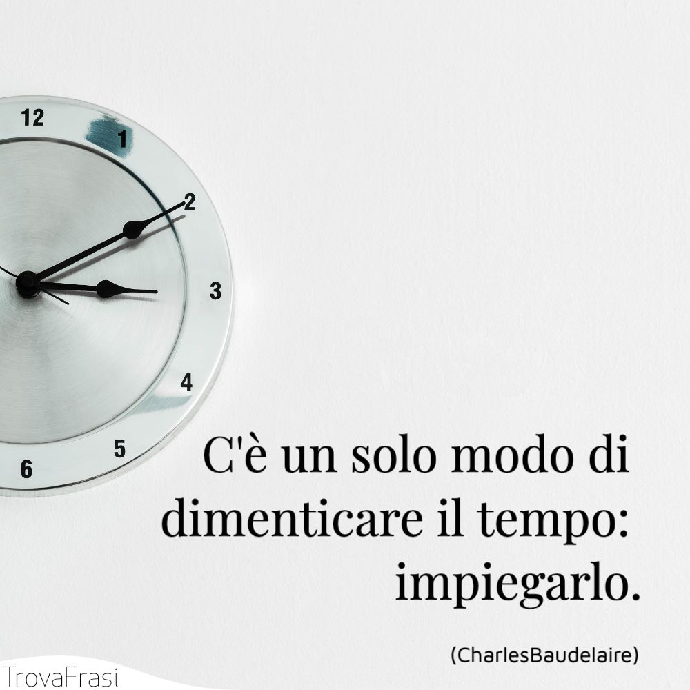 C'è un solo modo di dimenticare il tempo: impiegarlo.
