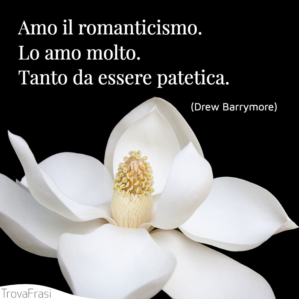 Amo il romanticismo. Lo amo molto. Tanto da essere patetica.