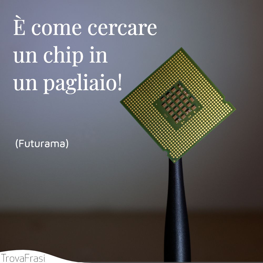 È come cercare un chip in un pagliaio!