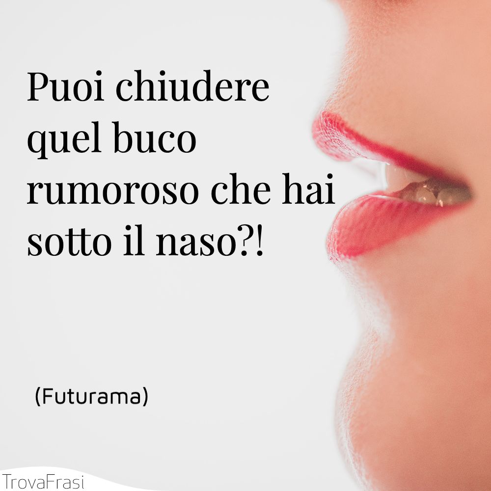 Puoi chiudere quel buco rumoroso che hai sotto il naso?!