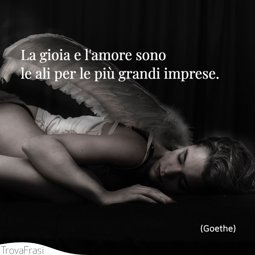 La gioia e l'amore sono le ali per le più grandi imprese.