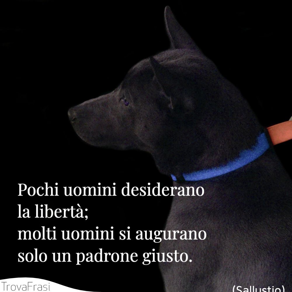 Pochi uomini desiderano la libertà; molti uomini si augurano solo un padrone giusto.