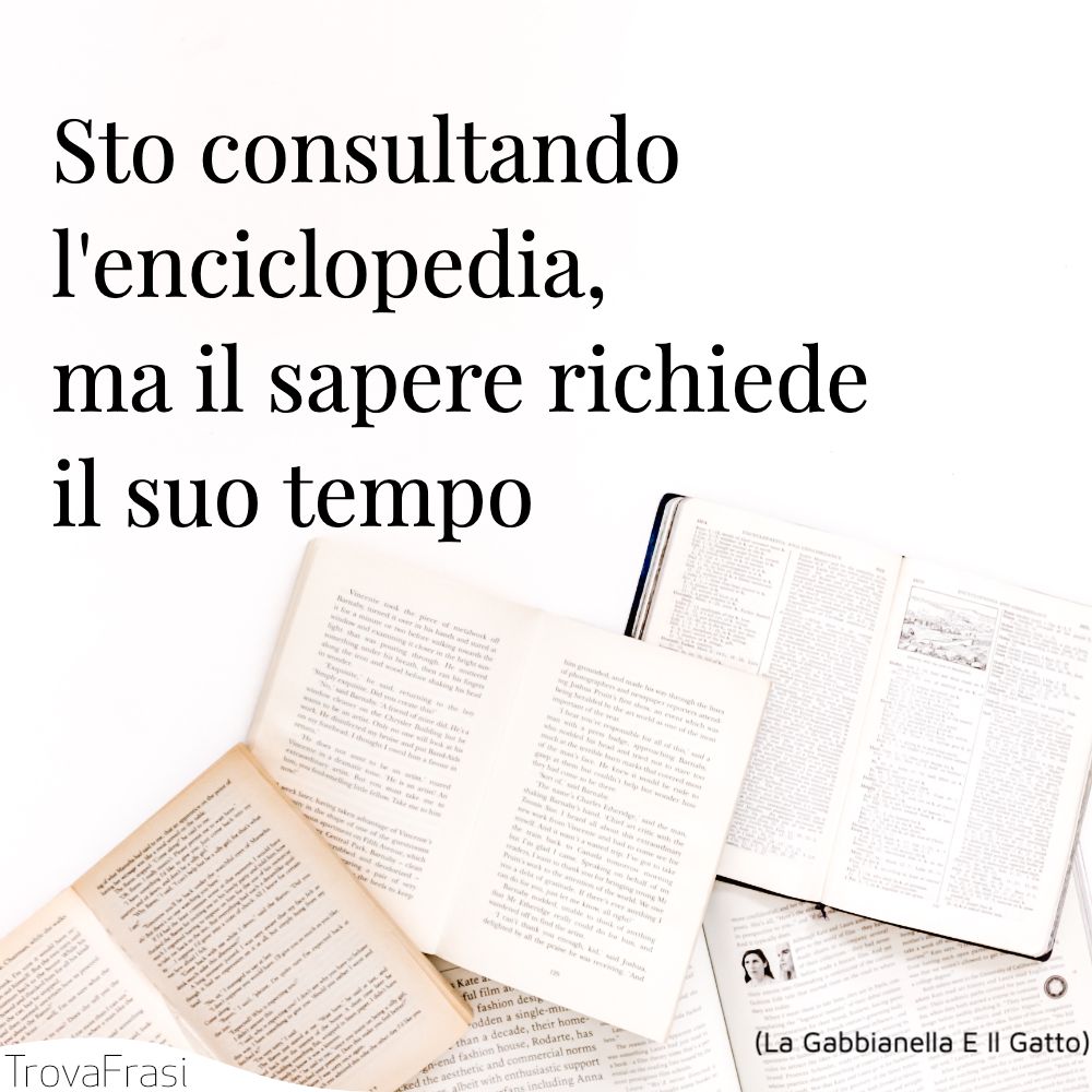 Sto consultando l'enciclopedia, ma il sapere richiede il suo tempo