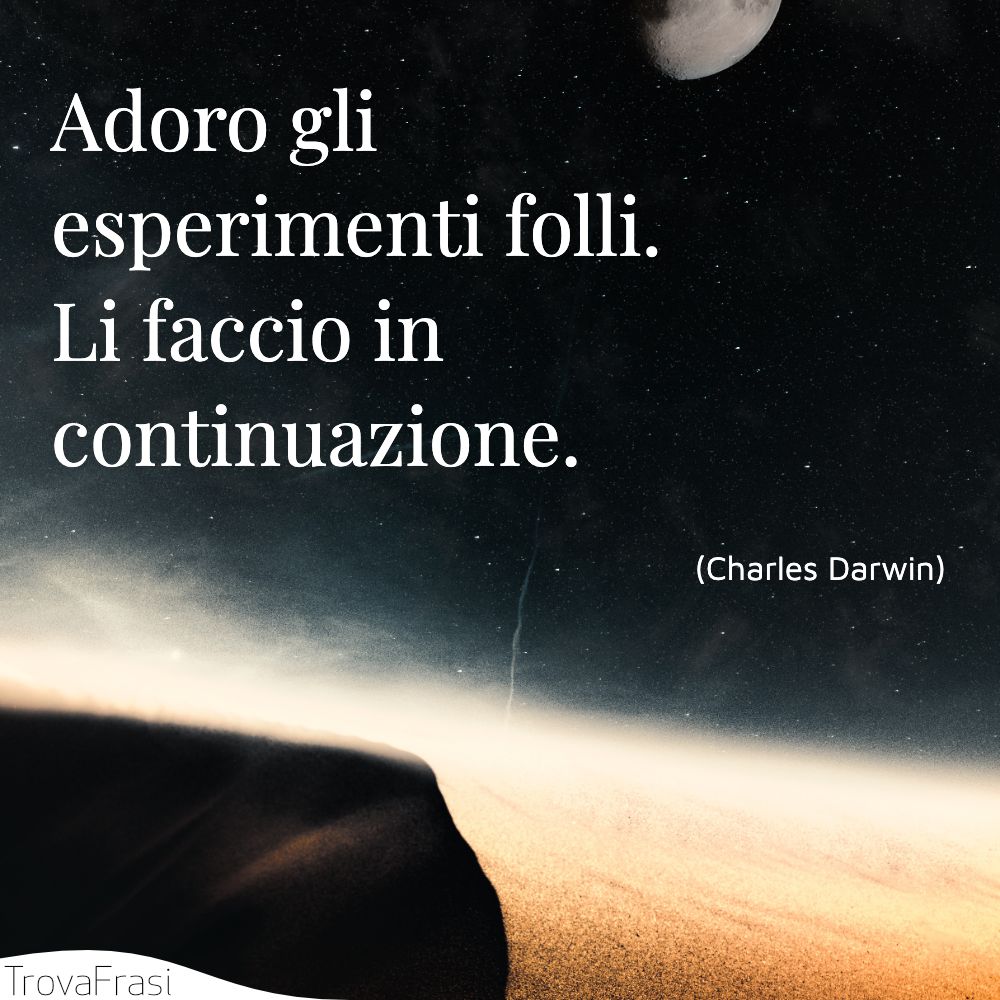 Adoro gli esperimenti folli. Li faccio in continuazione.