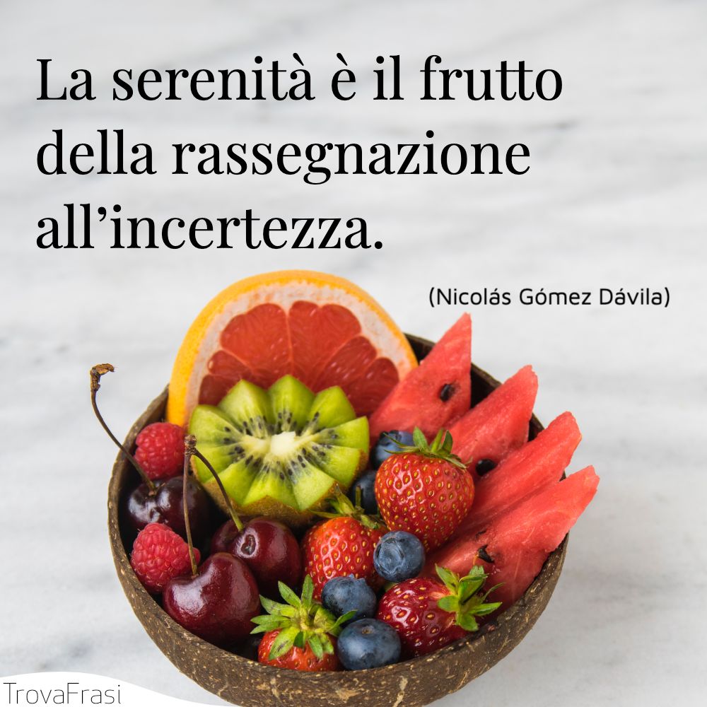La serenità è il frutto della rassegnazione all’incertezza.