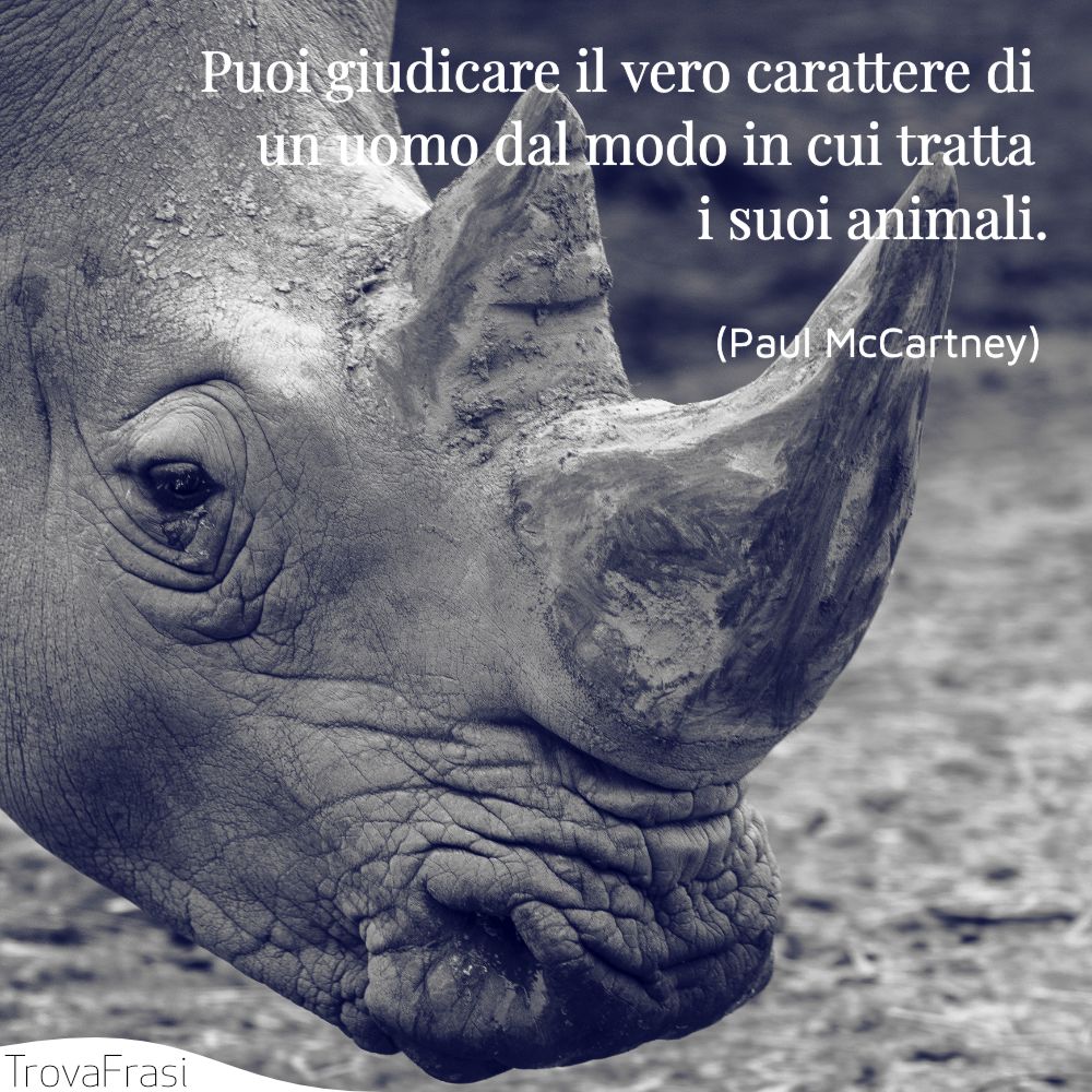 Puoi giudicare il vero carattere di un uomo dal modo in cui tratta i suoi animali.