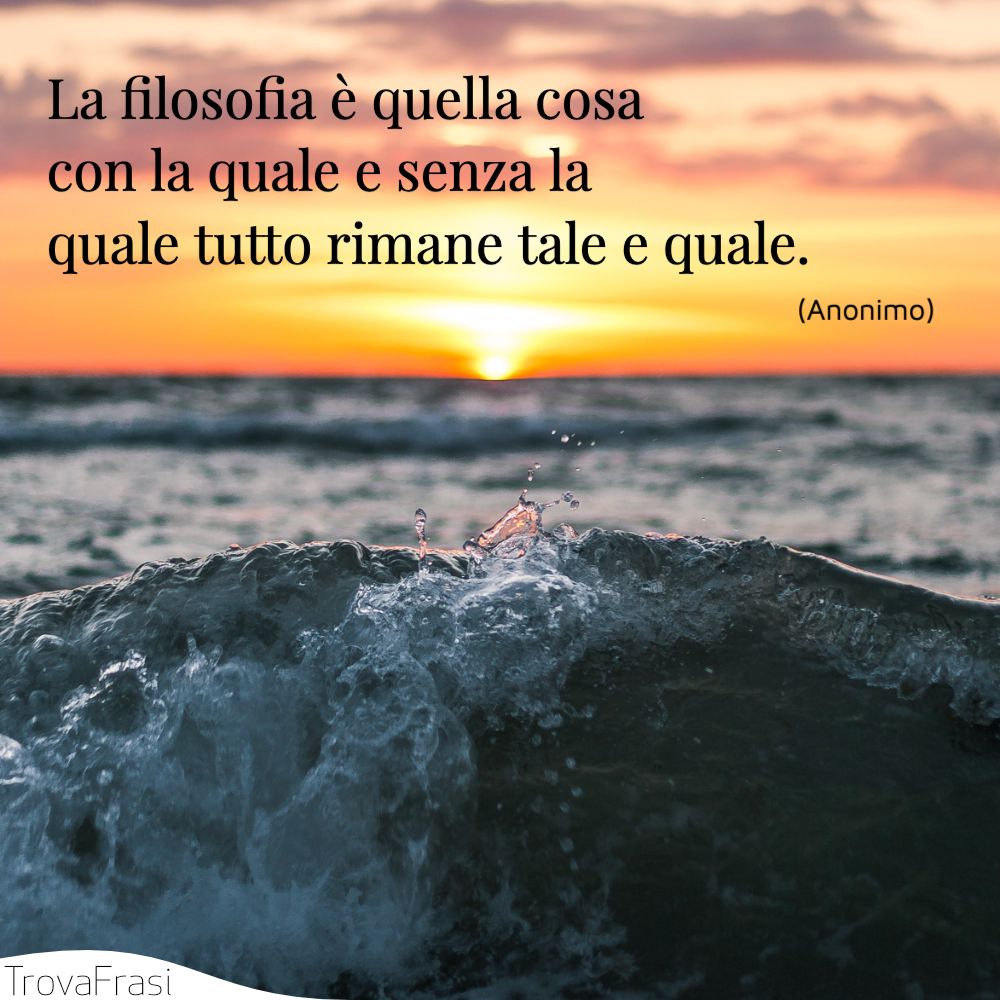 La filosofia è quella cosa con la quale e senza la quale tutto rimane tale e quale.