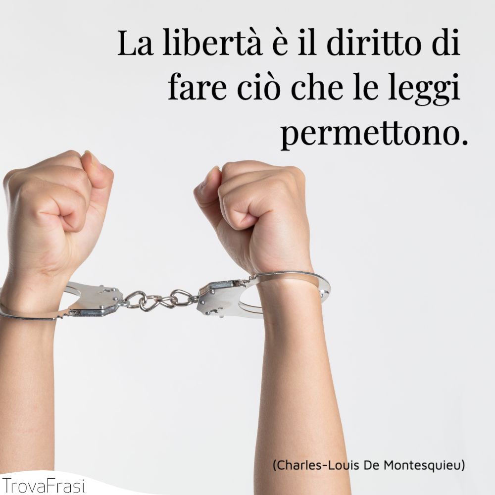 La libertà è il diritto di fare ciò che le leggi permettono.
