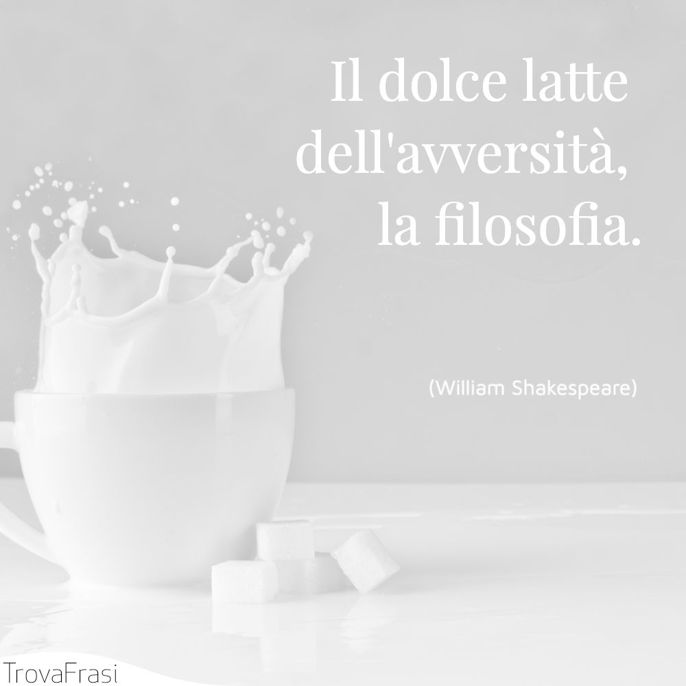 Il dolce latte dell'avversità, la filosofia.