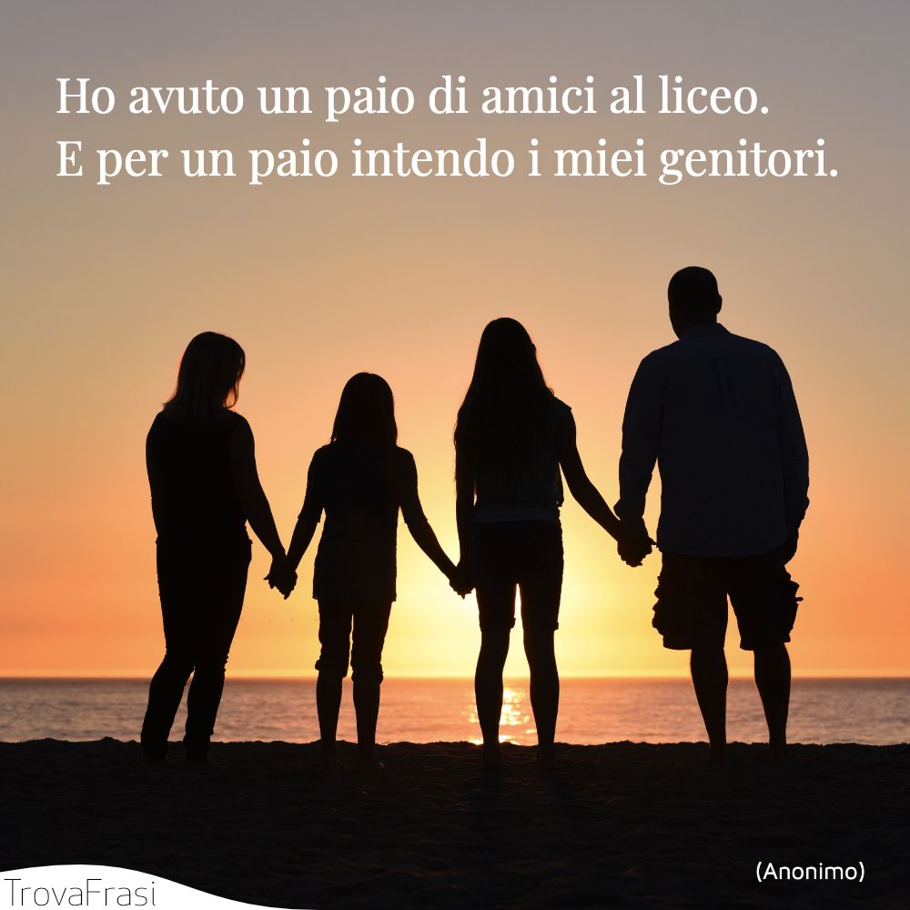 Ho avuto un paio di amici al liceo. E per un paio intendo i miei genitori.