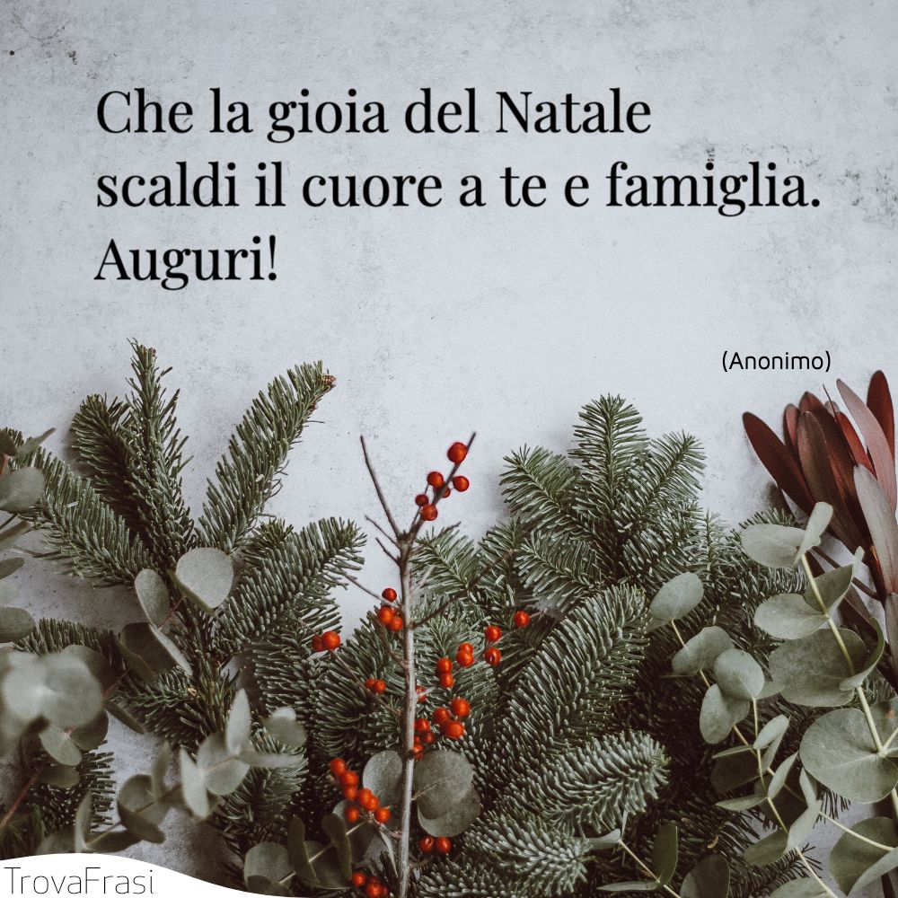 Che la gioia del Natale scaldi il cuore a te e famiglia. Auguri!