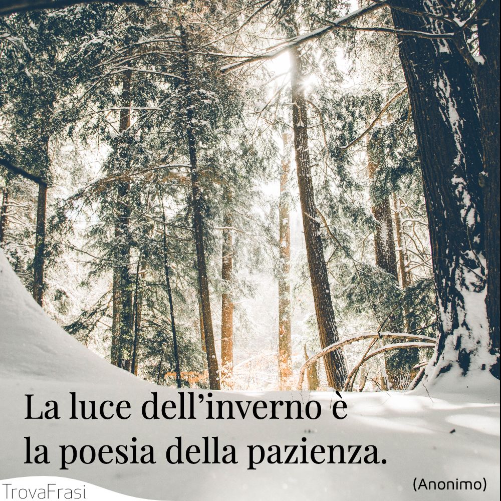 La luce dell’inverno è la poesia della pazienza.
