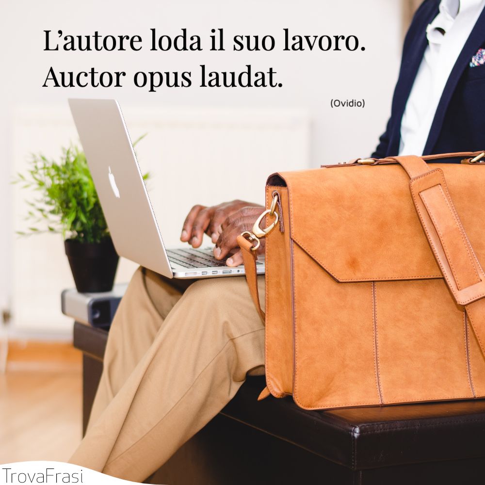 L’autore loda il suo lavoro.Auctor opus laudat.