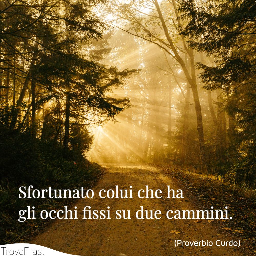 Sfortunato colui che ha gli occhi fissi su due cammini.