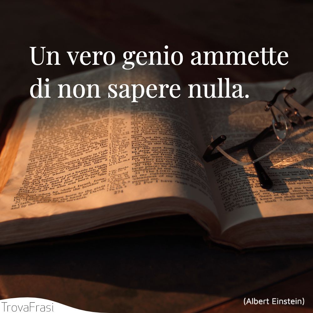 Un vero genio ammette di non sapere nulla.