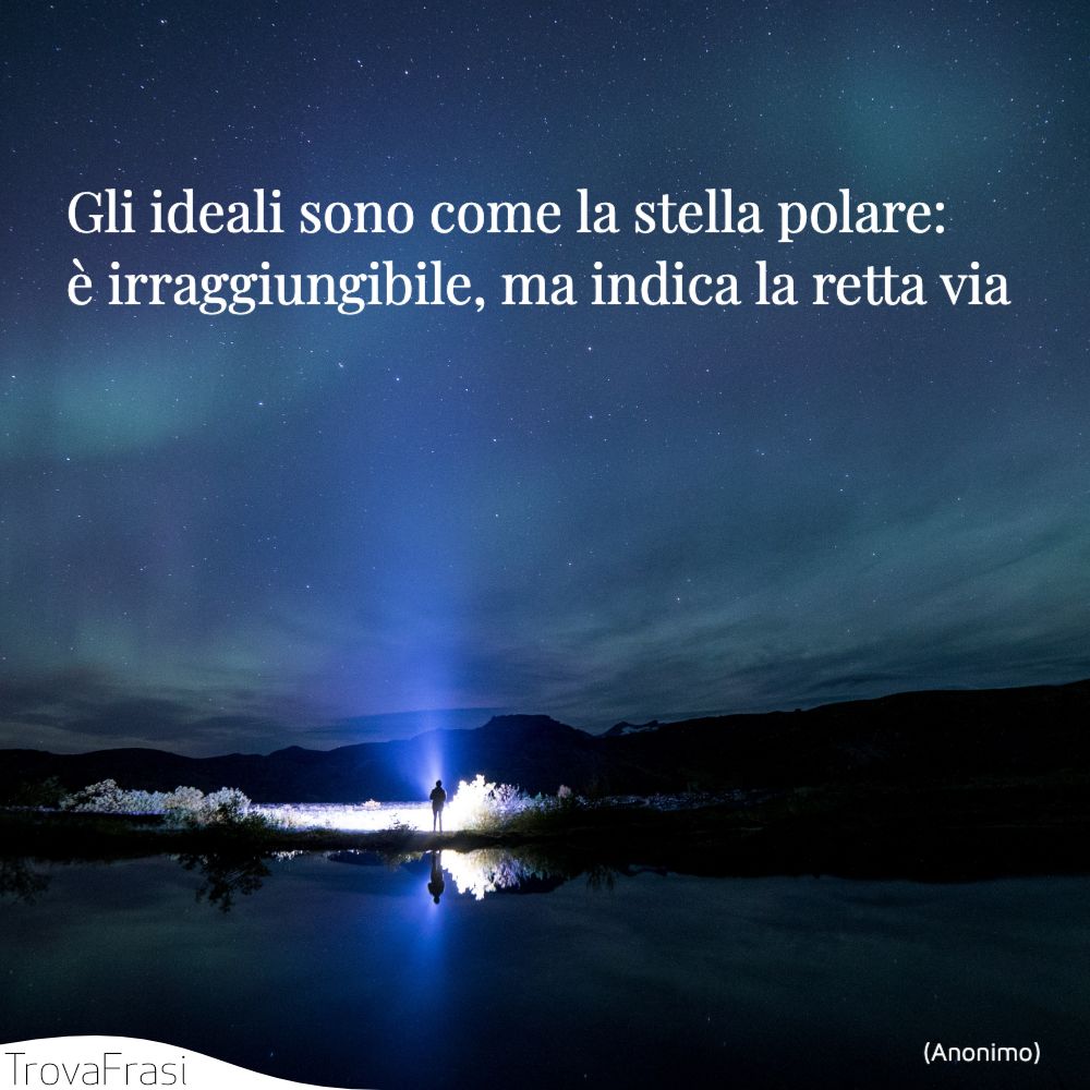 Gli ideali sono come la stella polare: è irraggiungibile, ma indica la retta via