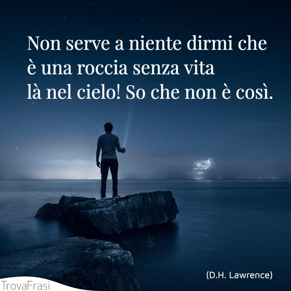 Non serve a niente dirmi che è una roccia senza vitalà nel cielo! So che non è così.