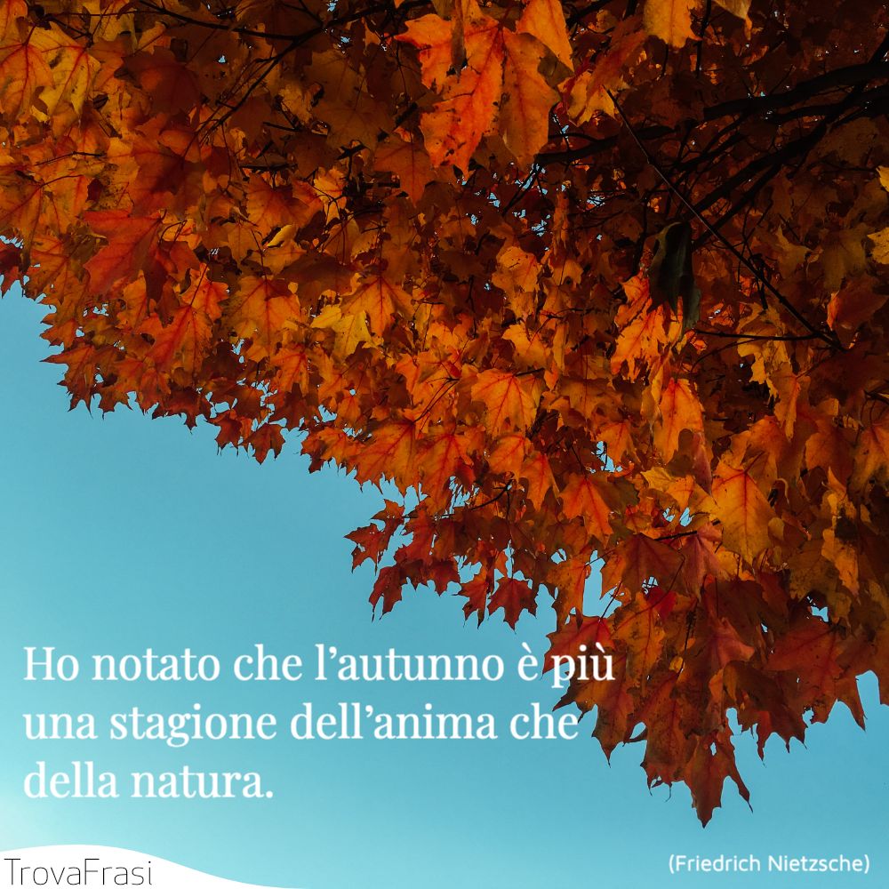 Ho notato che l’autunno è più una stagione dell’anima che della natura.