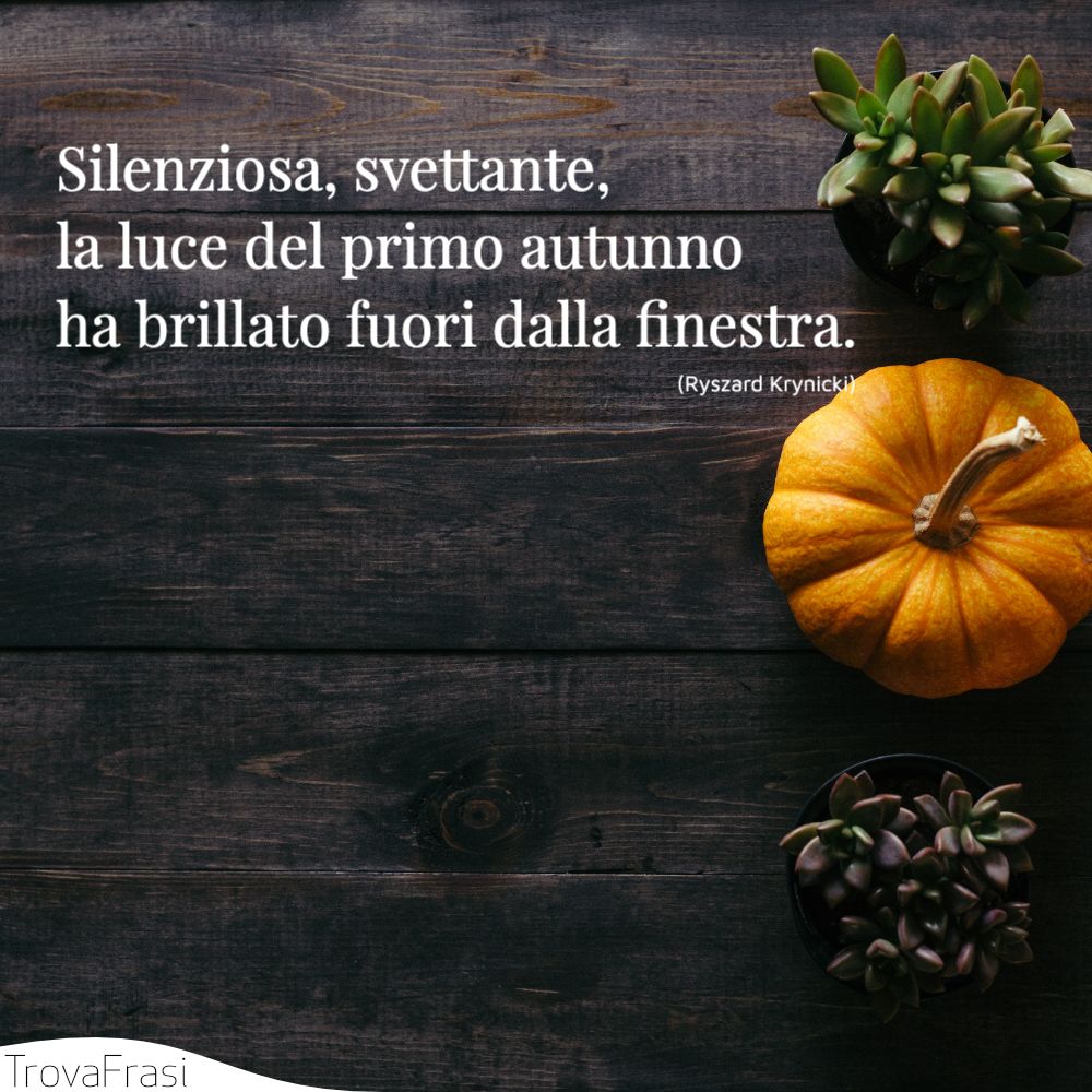 Silenziosa, svettante,la luce del primo autunnoha brillato fuori dalla finestra.