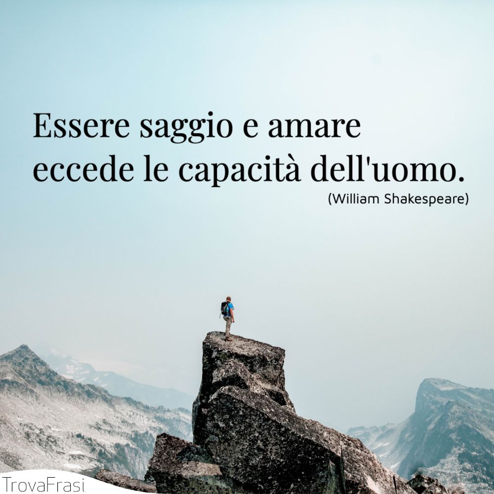 Essere saggio e amare eccede le capacità dell'uomo.