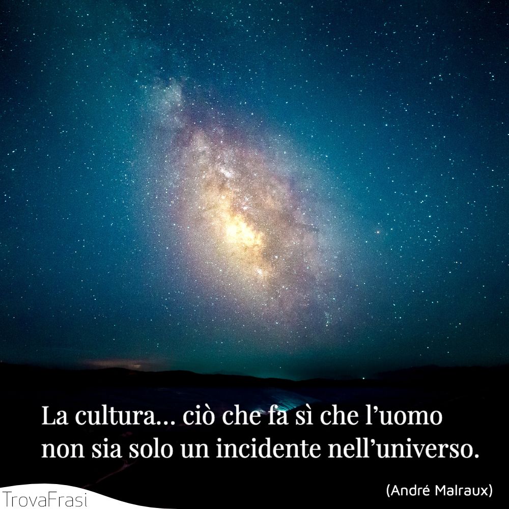La cultura… ciò che fa sì che l’uomo non sia solo un incidente nell’universo.