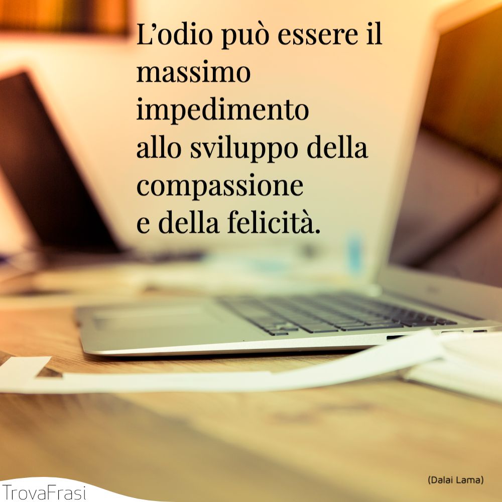 L’odio può essere il massimo impedimento allo sviluppo della compassione e della felicità.