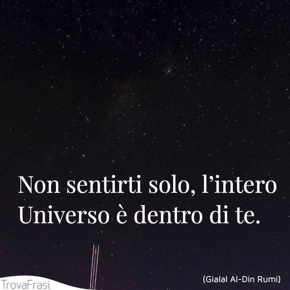 Non sentirti solo, l’intero Universo è dentro di te.