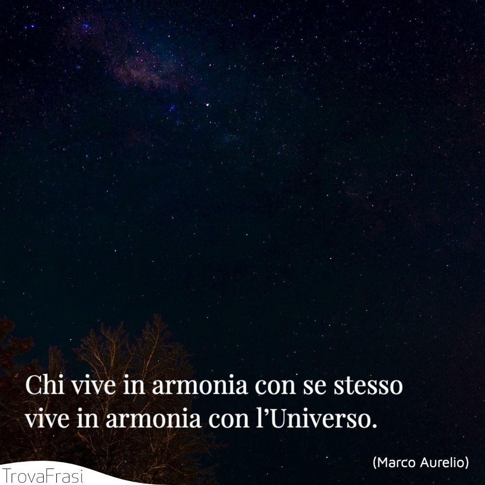 Chi vive in armonia con se stesso vive in armonia con l’Universo.