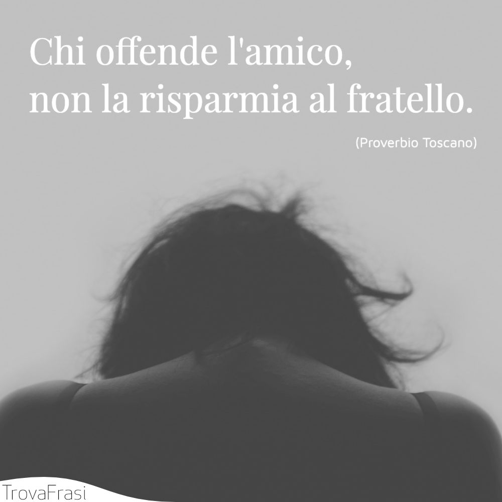 Chi offende l'amico, non la risparmia al fratello.