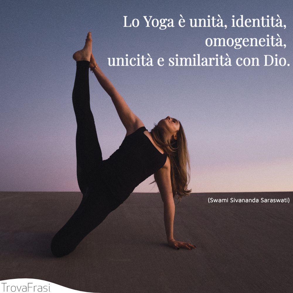 Lo Yoga è unità , identità , omogeneità , unicità e similarità con Dio.