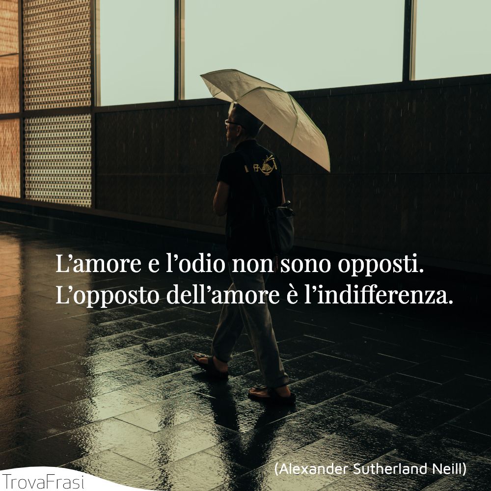 L’amore e l’odio non sono opposti. L’opposto dell’amore è l’indifferenza.