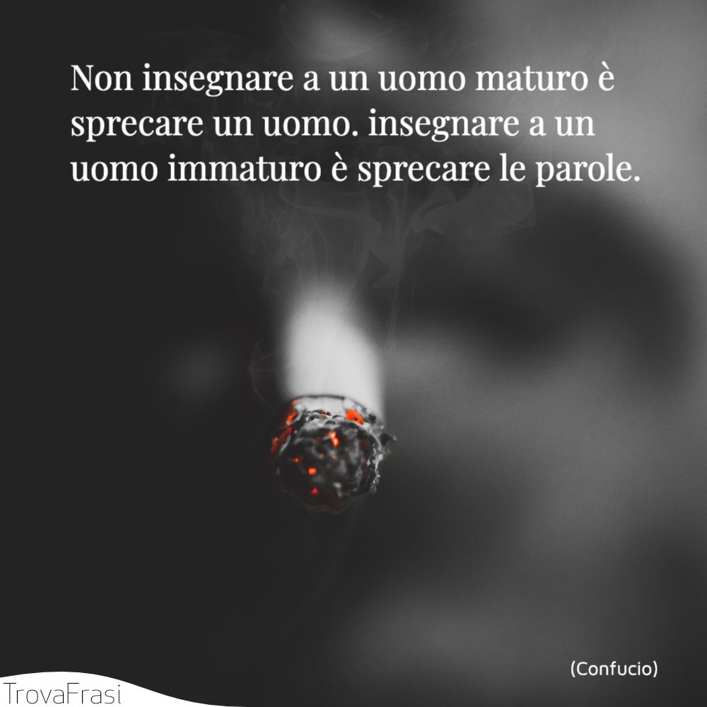 Non insegnare a un uomo maturo è sprecare un uomo. insegnare a un uomo immaturo è sprecare le parole.
