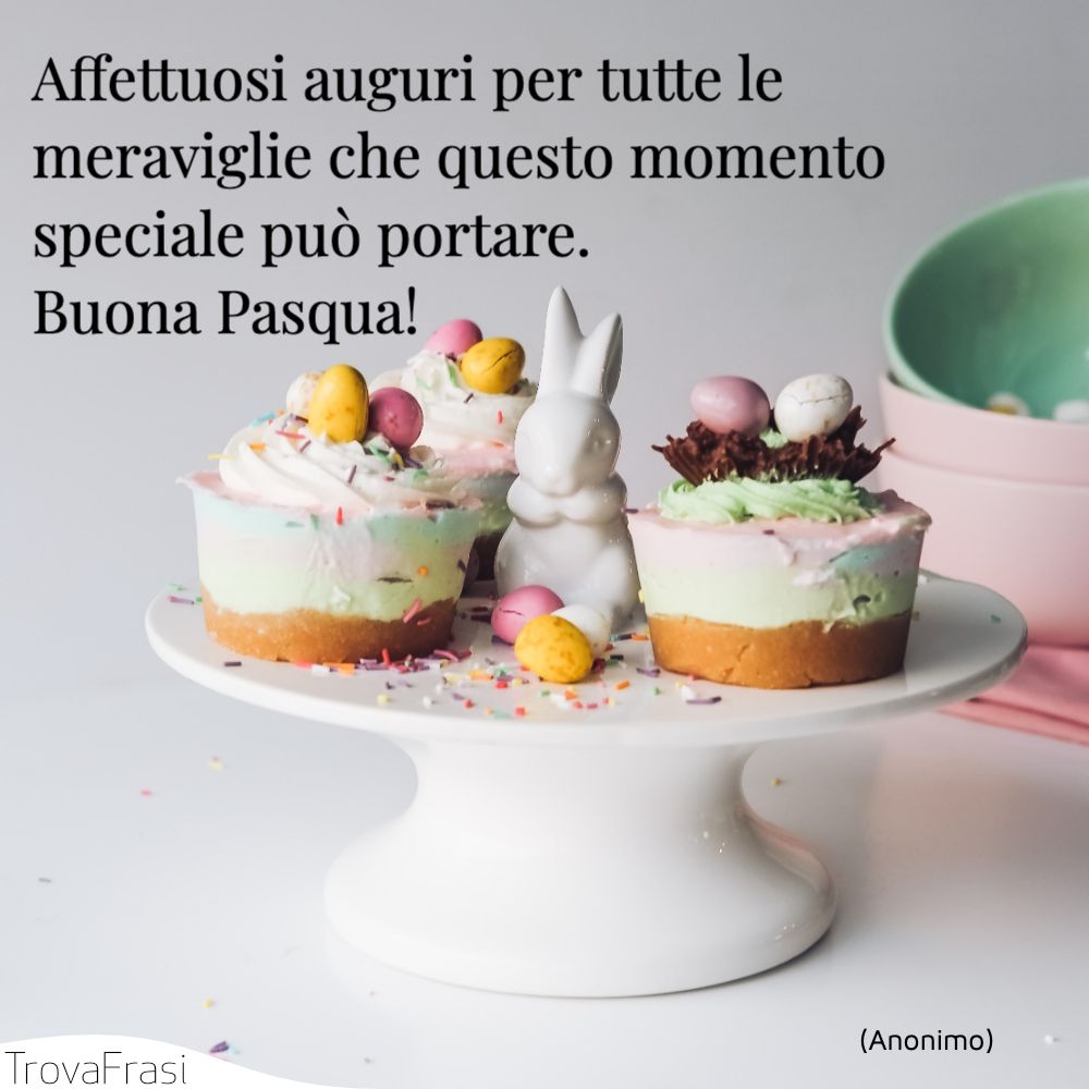 Affettuosi auguri per tutte le meraviglie che questo momento speciale può portare. Buona Pasqua!