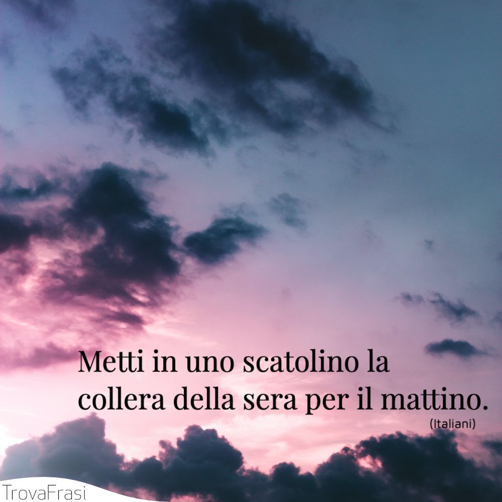 Metti in uno scatolino la collera della sera per il mattino.