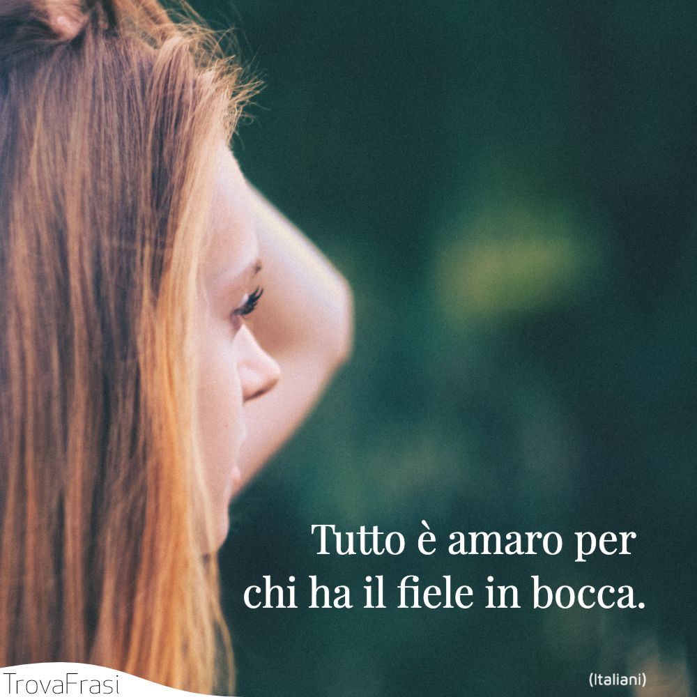 Tutto è amaro per chi ha il fiele in bocca.