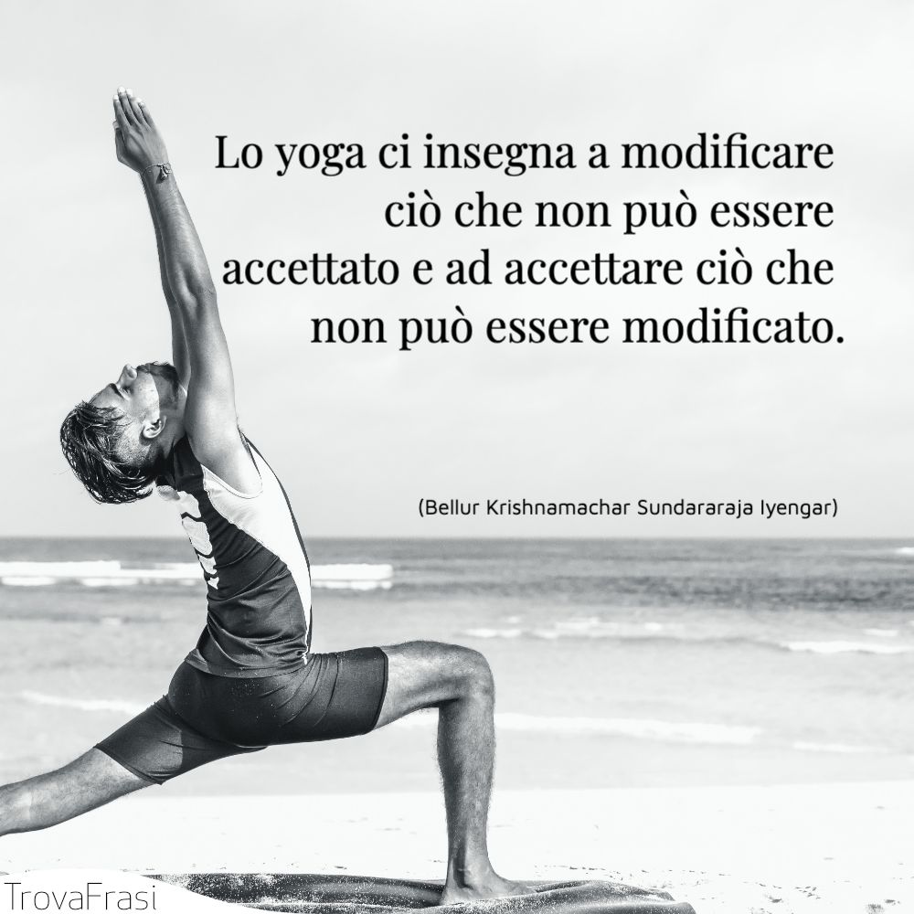 Lo yoga ci insegna a modificare ciò che non può essere accettato e ad accettare ciò che non può essere modificato.