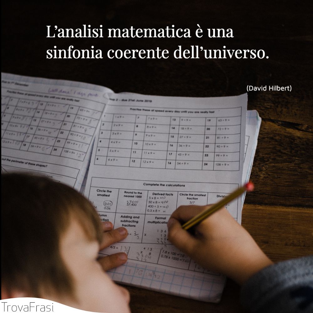 L’analisi matematica è una sinfonia coerente dell’universo.