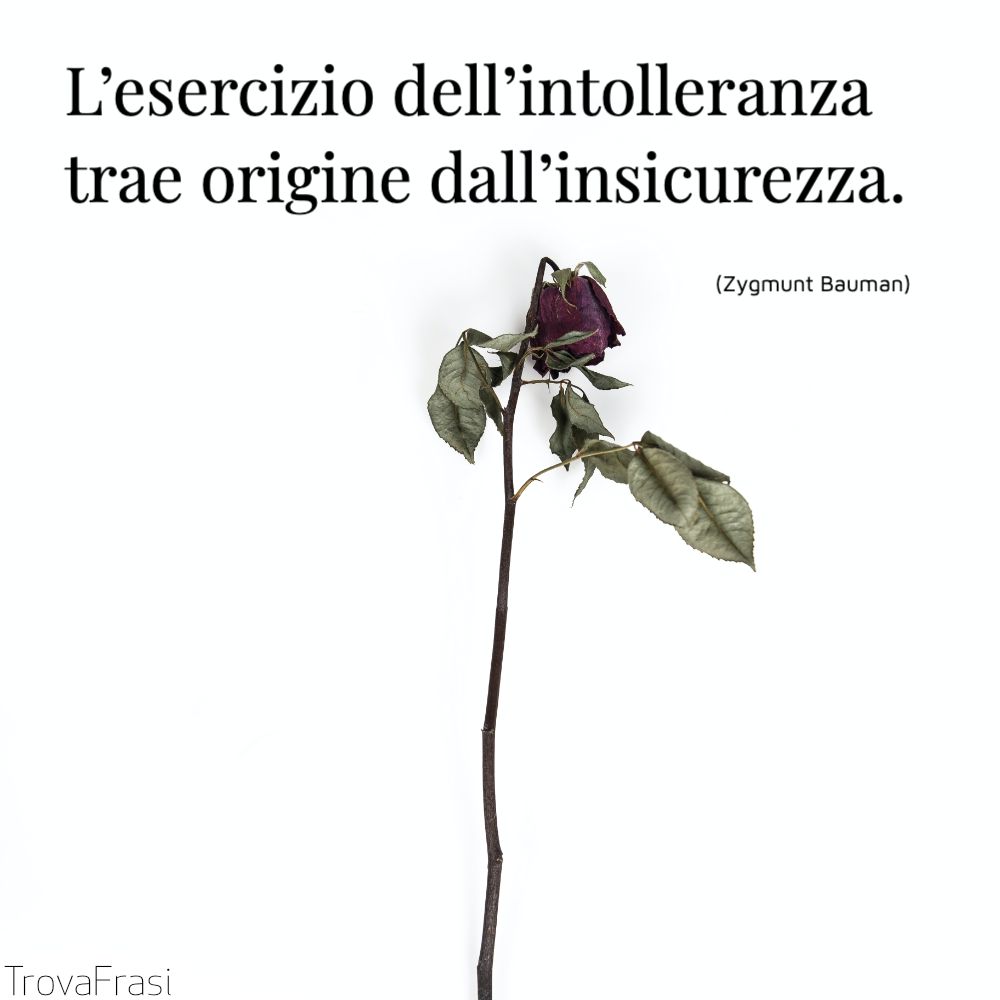 L’esercizio dell’intolleranza trae origine dall’insicurezza.