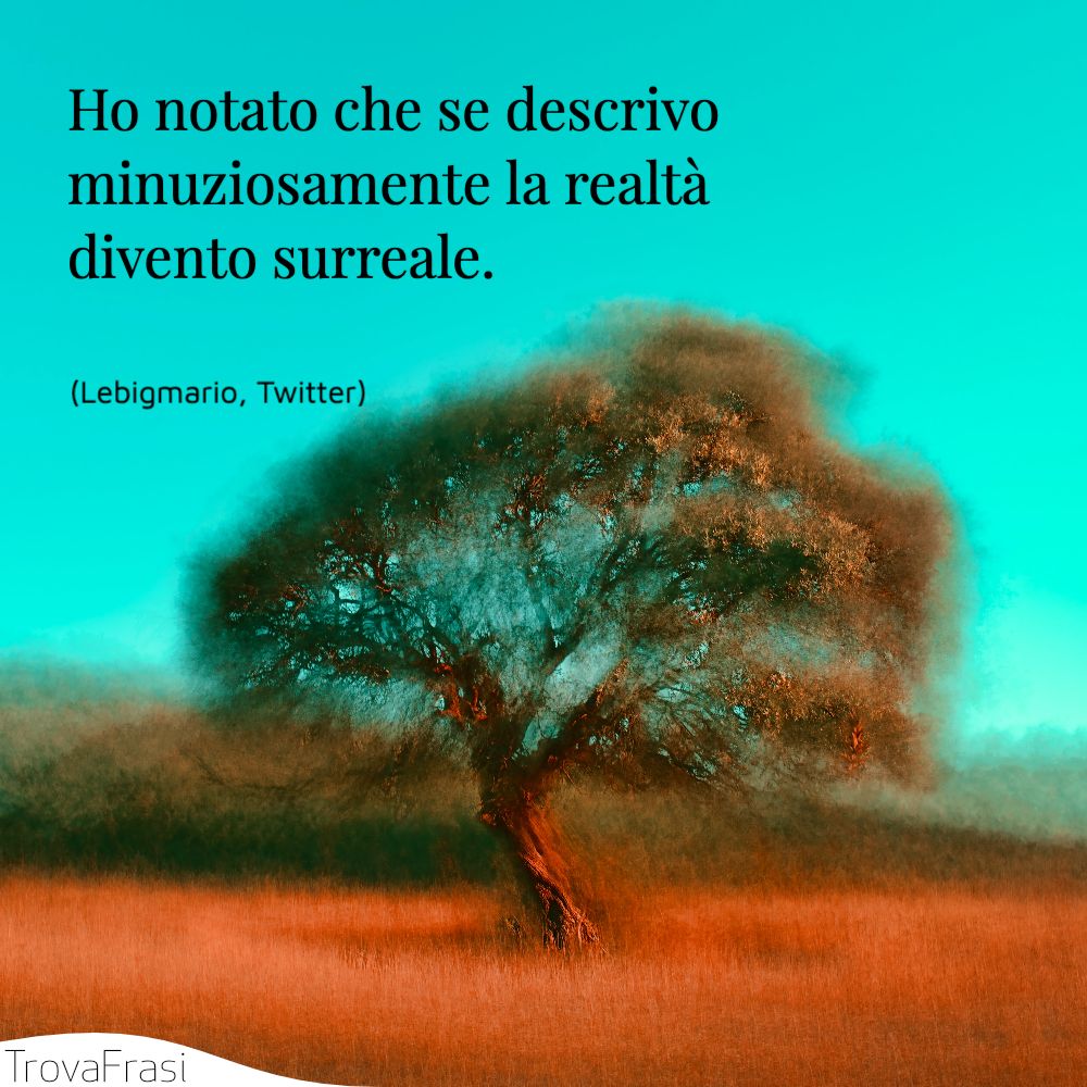 Ho notato che se descrivo minuziosamente la realtà divento surreale.
