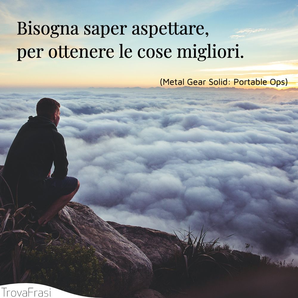 Bisogna saper aspettare, per ottenere le cose migliori.