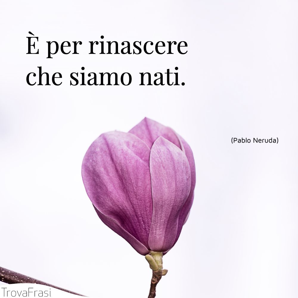 È per rinascere che siamo nati.