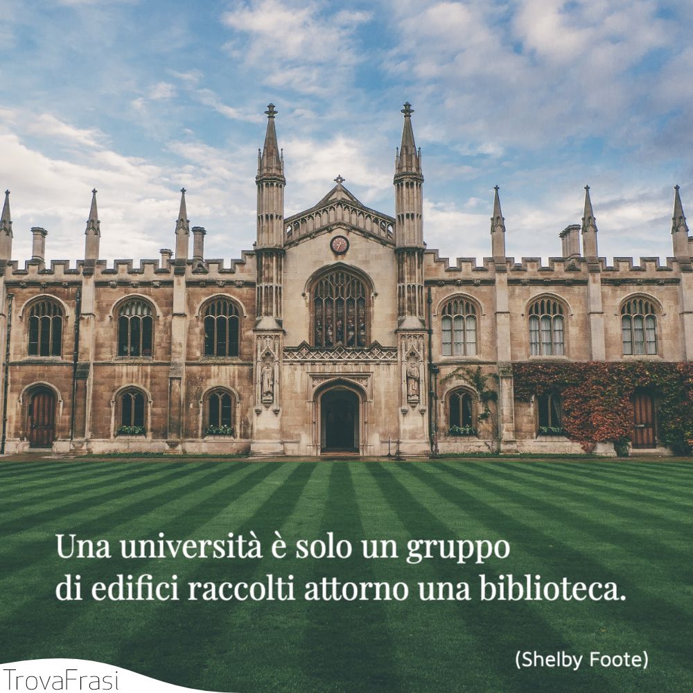 Una università è solo un gruppo di edifici raccolti attorno una biblioteca.