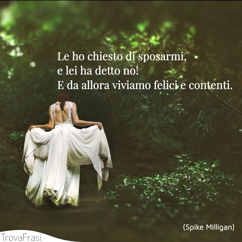 Le ho chiesto di sposarmi, e lei ha detto no! E da allora viviamo felici e contenti.