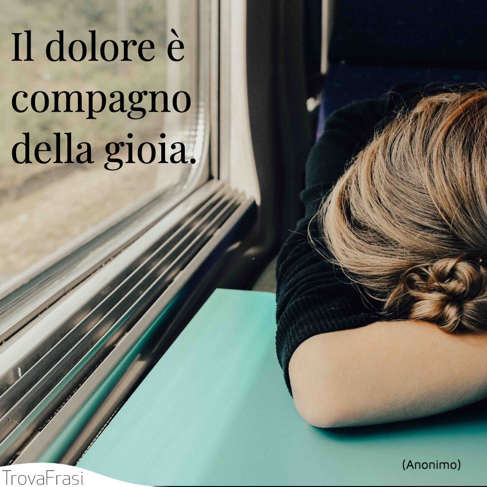 Il dolore è compagno della gioia.