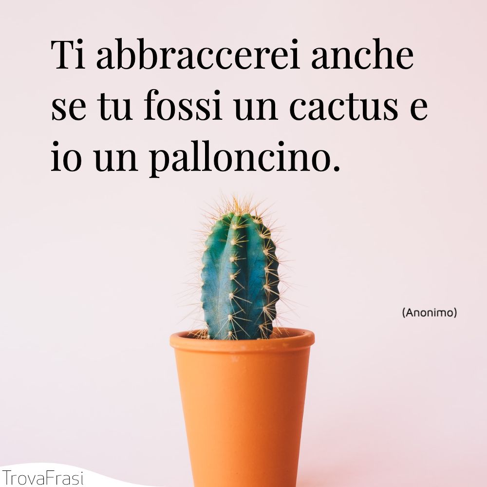 Ti abbraccerei anche se tu fossi un cactus e io un palloncino.