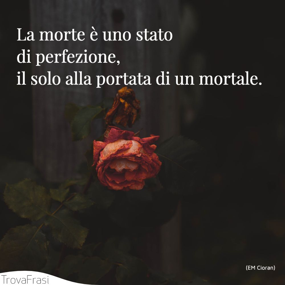 La morte è uno stato di perfezione, il solo alla portata di un mortale.